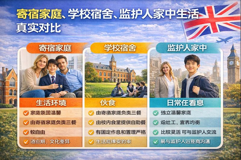 寄宿家庭、学校宿舍、监护人家中生活对比｜英国低龄留学住宿解析